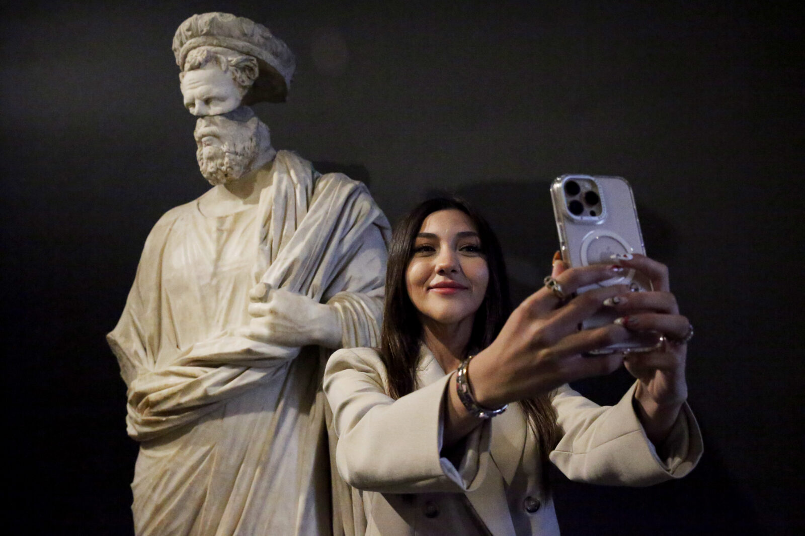 Visitors are seen touring the Archaeology and Ethnography Museum, located within the Izmir Culture and Arts Factory, which was established following the restoration of the historic Alsancak Tobacco Factory, in Izmir, Türkiye, April 19, 2025. (AA Photo)