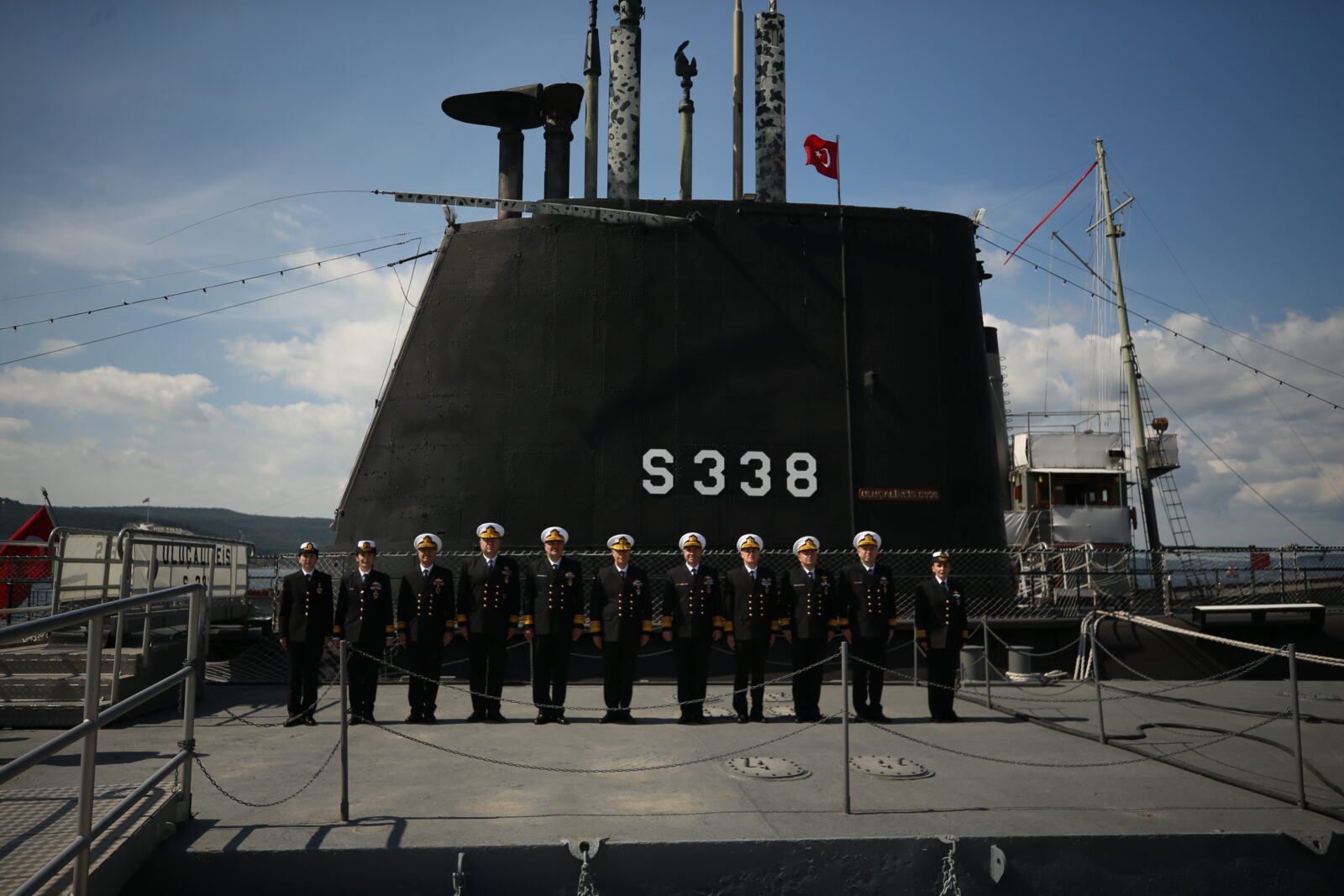 Commander of the Turkish Naval Forces Admiral Ercument Tatlioglu (right 5), accompanied by a delegation, visited the Canakkale Naval Museum Command. (AA Photo)