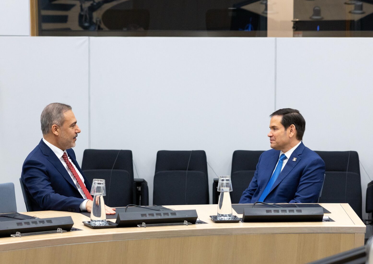 Foreign Minister Hakan Fidan and U.S. Secretary of State Secretary Marco Rubio meet as part of the NATO Foreign Ministers Meeting in Brussels, Belgium, April 3, 2025.​​​​​​​ (AA Photo)
