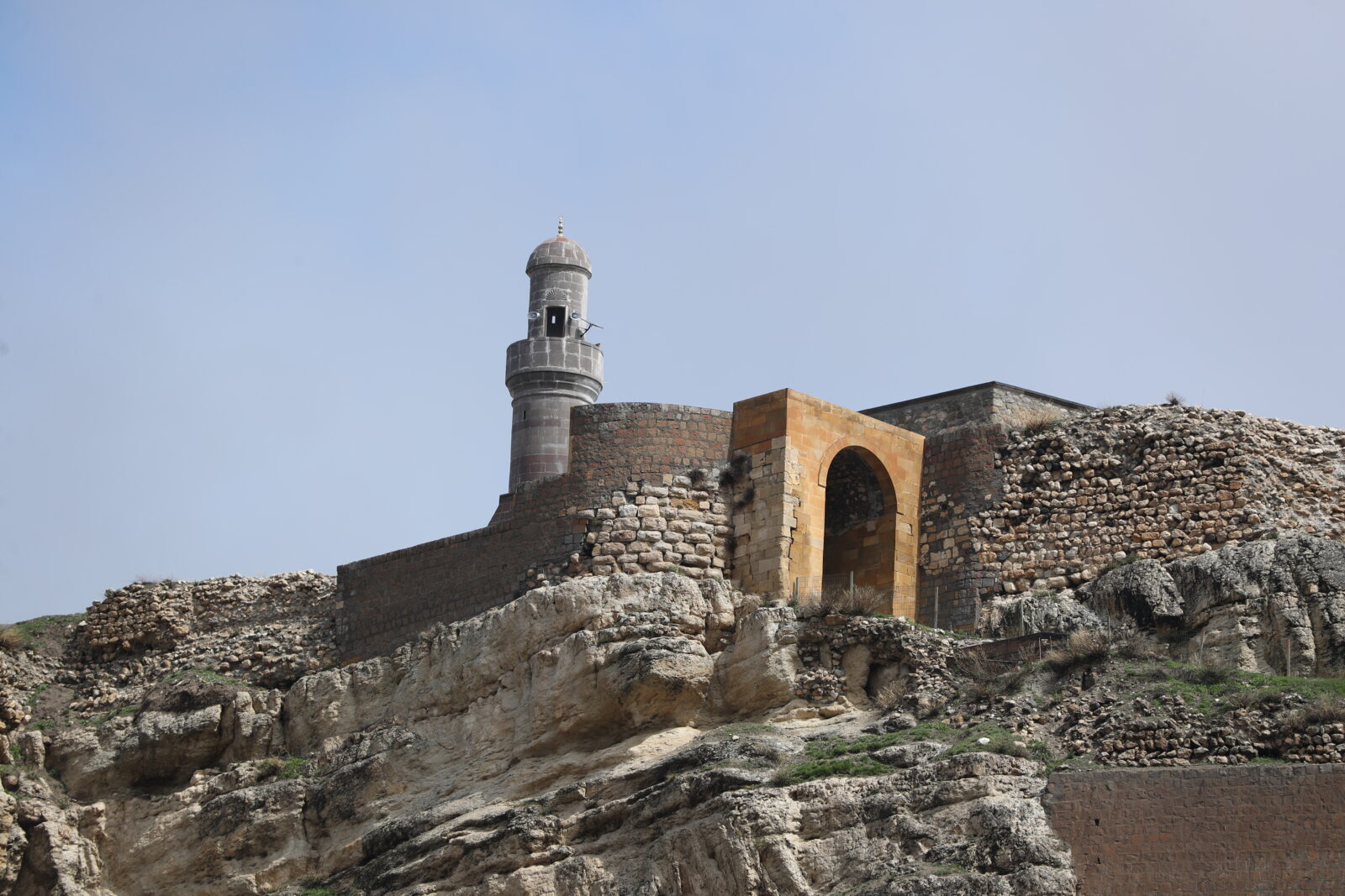 The Bey Mosque, whose remains were uncovered during excavations at the castle in Kemah, Erzincan, Türkiye, has been restored, April 8, 2025. (AA Photo)