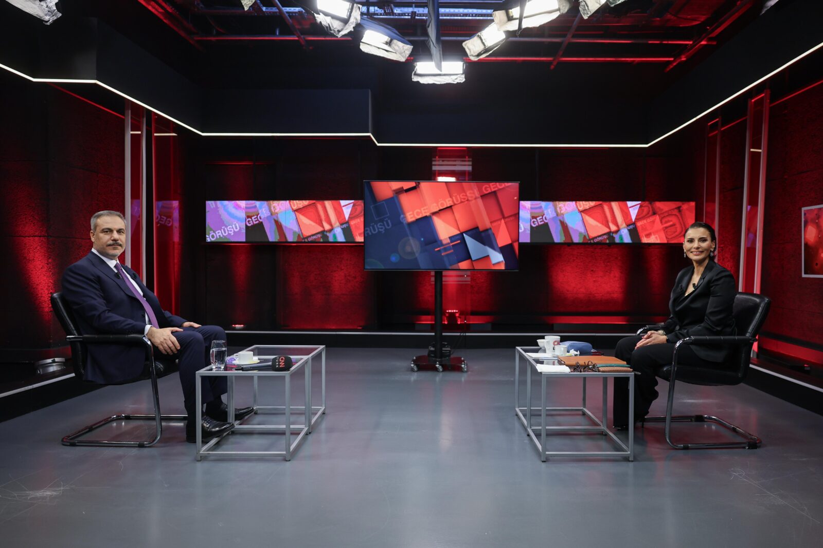 Turkish Foreign Minister Hakan Fidan attends an interview with CNN TURK channel in Ankara, Türkiye on April 10, 2025. (AA Photo)