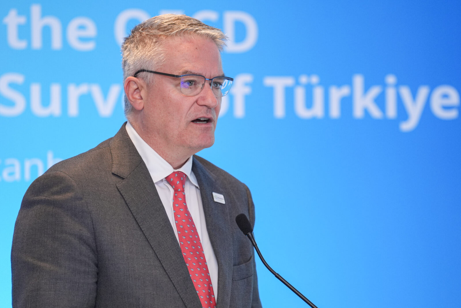 OECD Secretary-General Mathias Cormann speaks during the Organization for Economic Cooperation and Development (OECD) Emerging Markets Forum in Istanbul, Turkiye on April 10, 2025. (AA Photo)
