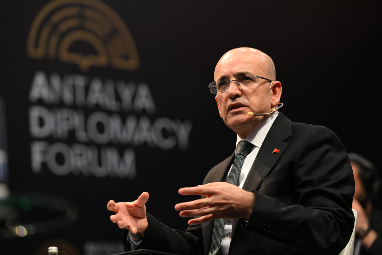Turkish Treasury and Finance Minister Mehmet Simsek attends the 