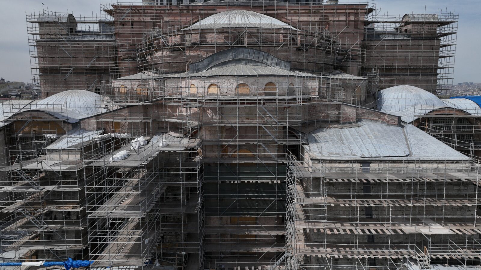 A view of the 1486-year-old Hagia Sophia Grand Mosque, undergoing the largest and most comprehensive restoration process in history, in Istanbul, Türkiye, April 14, 2025. (AA Photo)