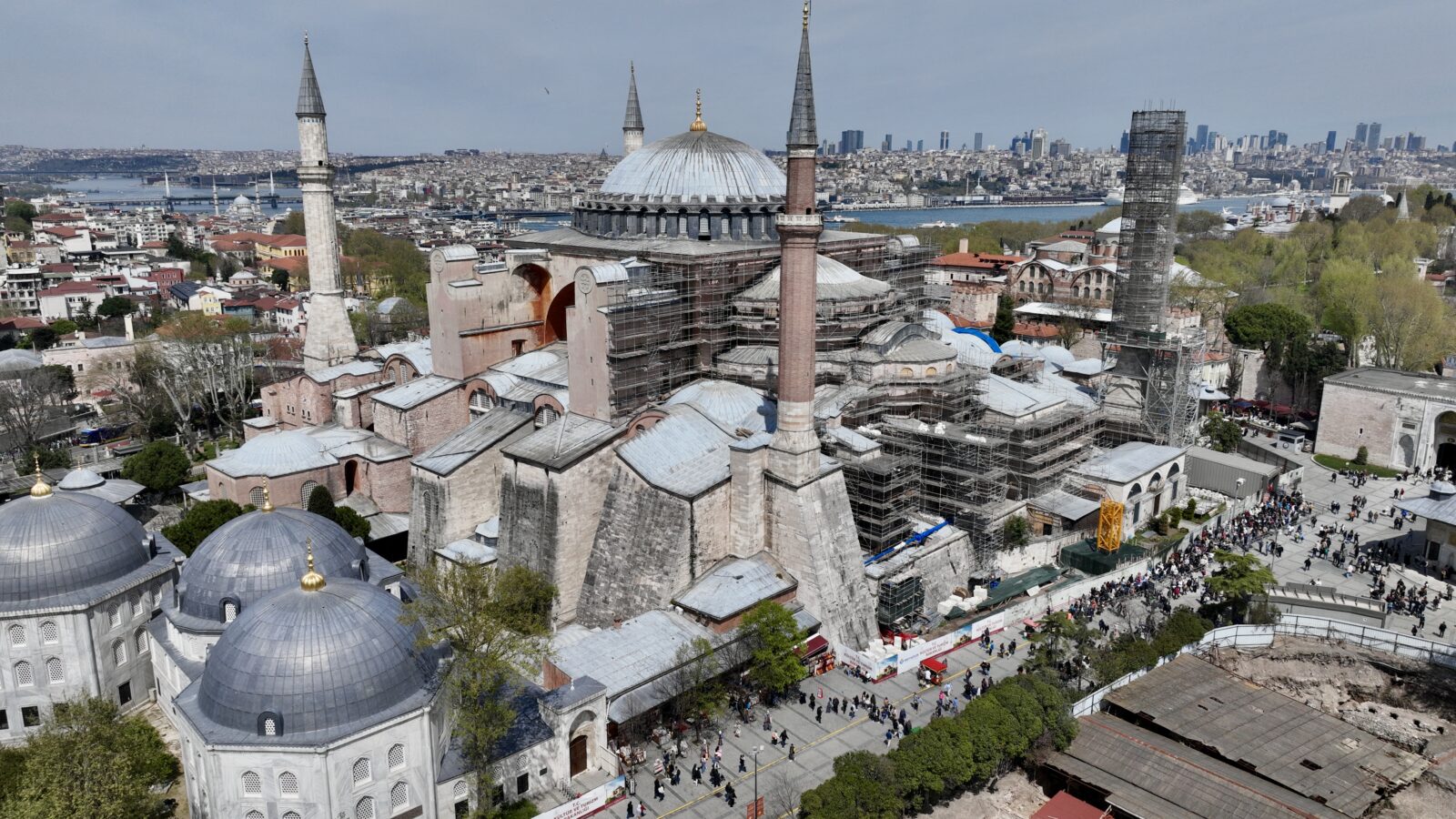 A view of the 1486-year-old Hagia Sophia Grand Mosque, undergoing the largest and most comprehensive restoration process in history, in Istanbul, Türkiye, April 14, 2025. (AA Photo)