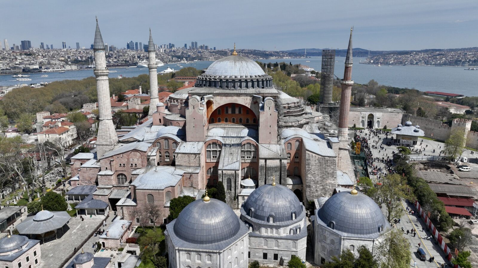 A view of the 1486-year-old Hagia Sophia Grand Mosque, undergoing the largest and most comprehensive restoration process in history, in Istanbul, Türkiye, April 14, 2025. (AA Photo)
