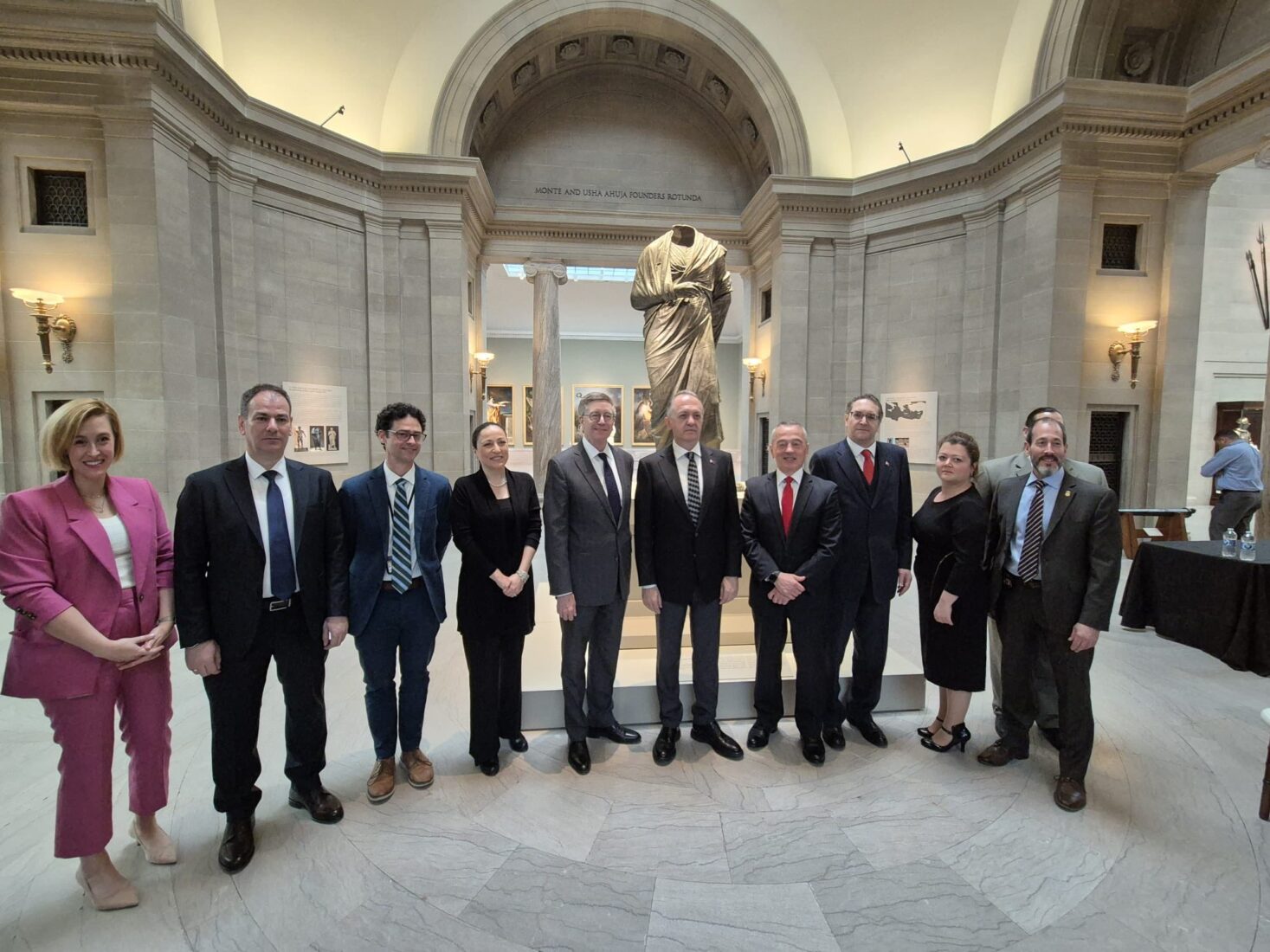 The bronze statue of Roman Emperor Marcus Aurelius, which was smuggled out of Türkiye in the 1960s, was officially returned to Türkiye during a ceremony at the Cleveland Museum of Art in the U.S., Arpil 14, 2025. (Photo via Ministry of Culture and Tourism)