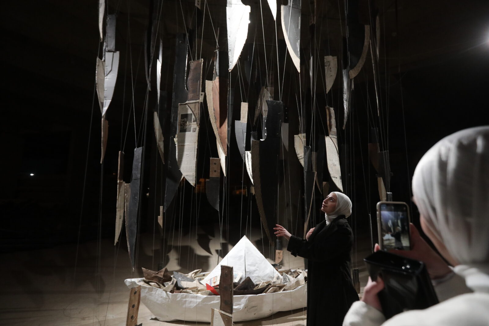 The exhibition “The Road,” opened by the local Madad Arts Foundation, expresses the longing for post-war peace in the country through art in the capital of Damascus, Syria, April 12, 2025. (AA Photo)