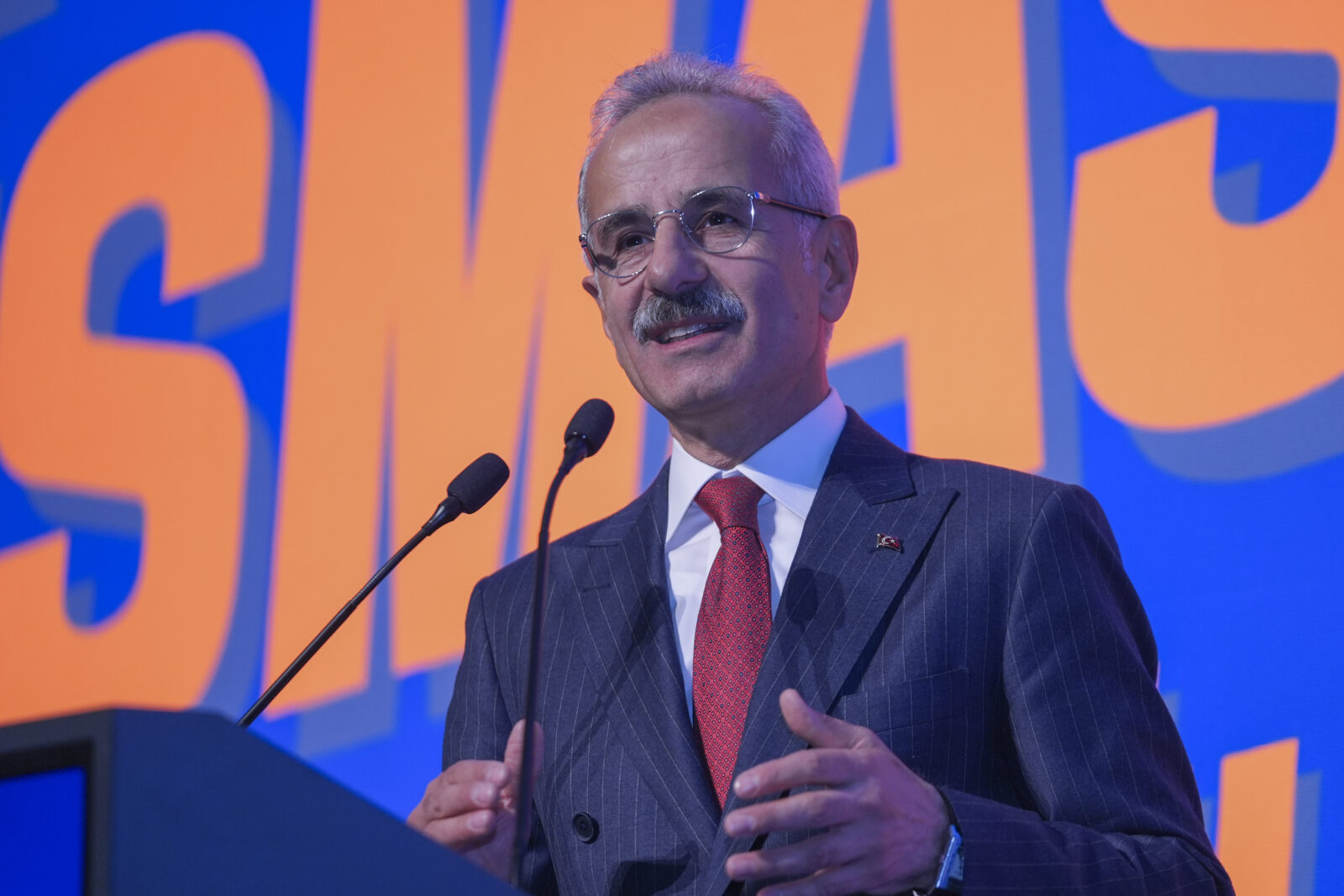 Türkiye's Minister of Transport and Infrastructure, Abdulkadir Uraloglu, speaking at the 