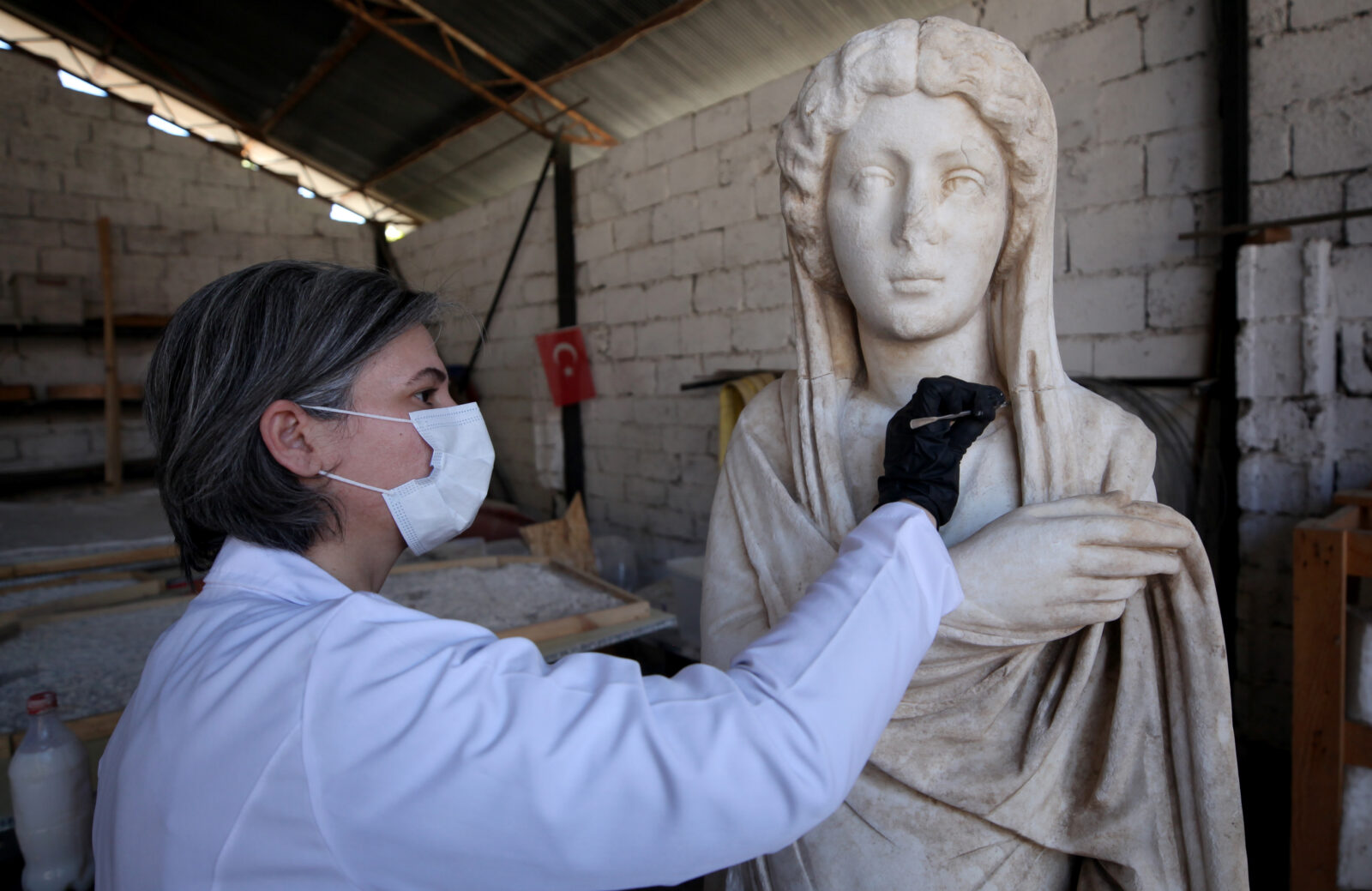 The historical artifacts discovered by excavation teams are carefully restored and conserved in specialized laboratories with meticulous attention, akin to surgical precision, before being made ready for exhibition at the Antalya Regional Restoration and Conservation Laboratory, Antalya, Türkiye, April 18, 2025. (AA Photo)