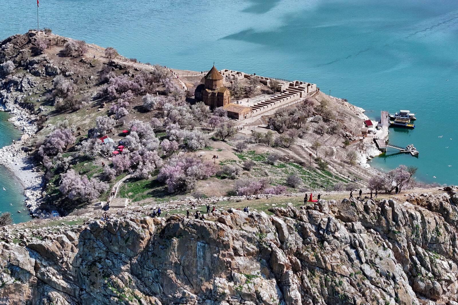 An aerial view of Akdamar Island on Lake Van, Türkiye, April 17, 2025. (AA Photo)