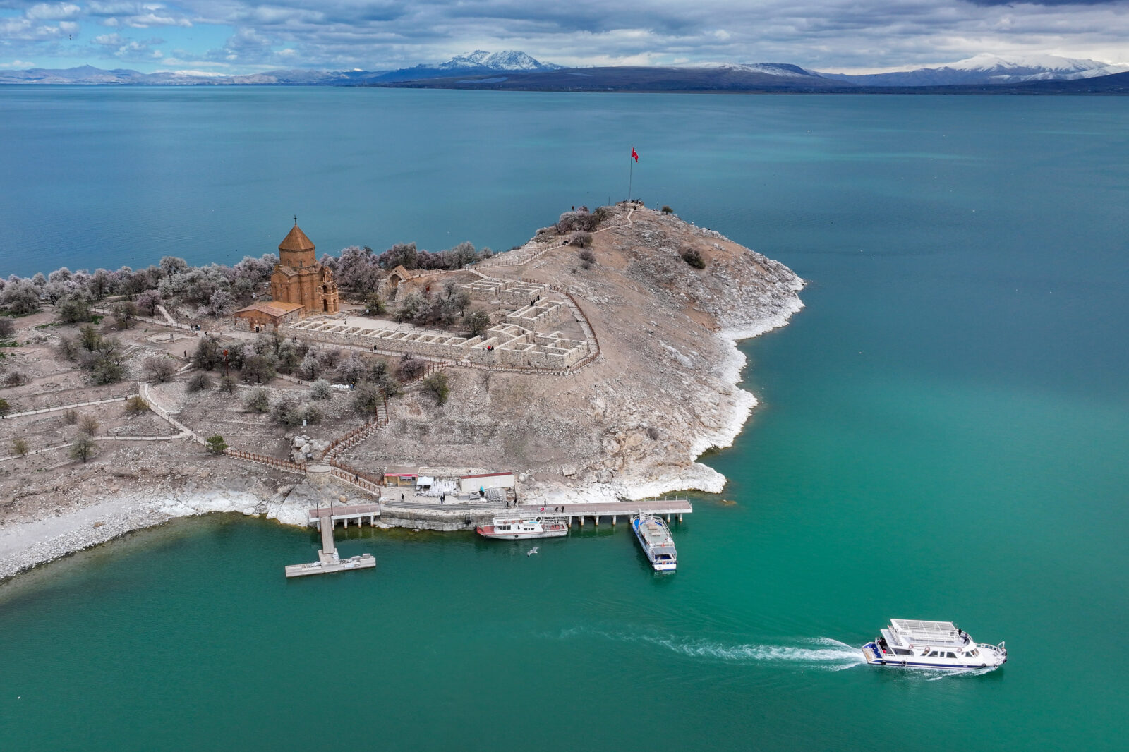 An aerial view of Akdamar Island on Lake Van, Türkiye, April 17, 2025. (AA Photo)