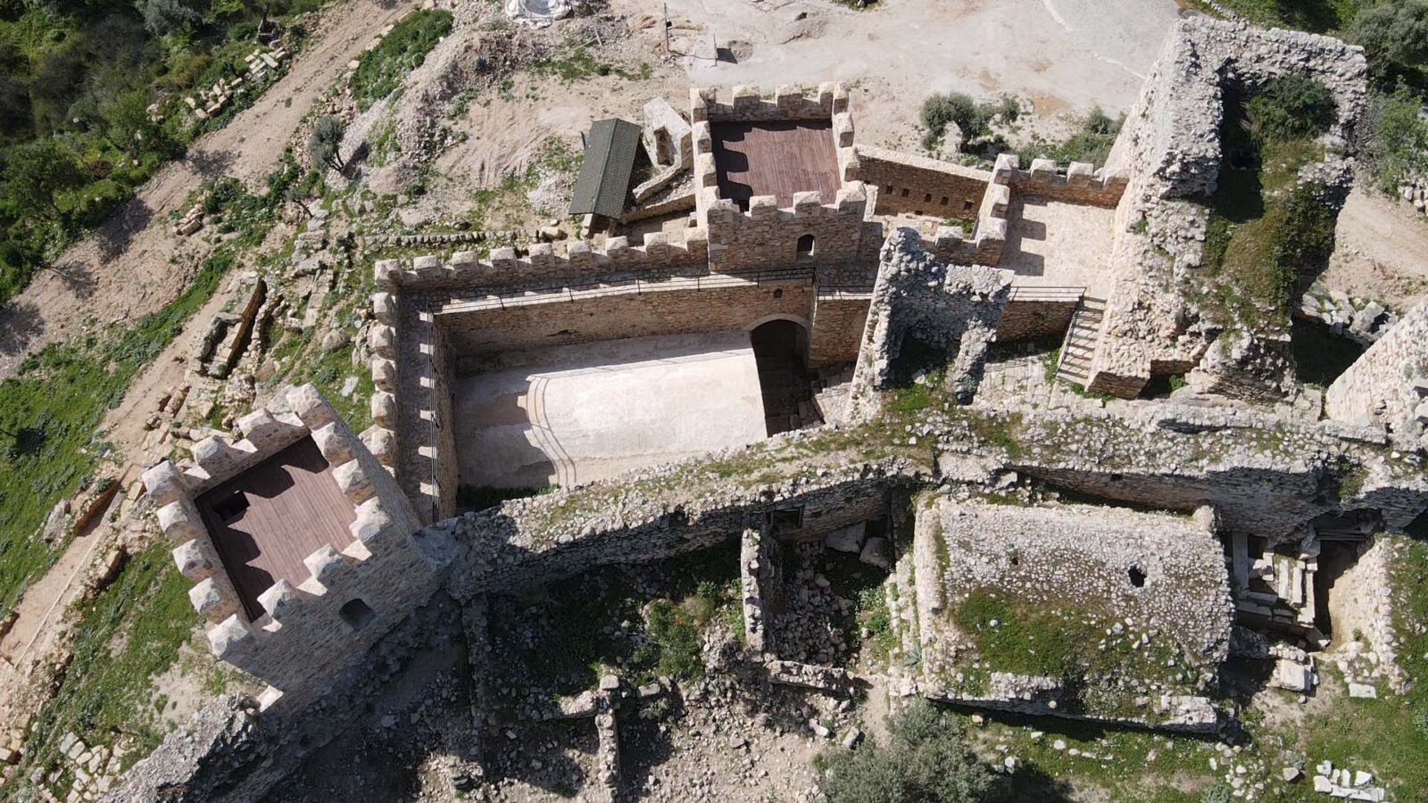 In the Milas district of Mugla, the castle walls, cistern, and towers of the ancient city of Becin—listed on the UNESCO World Heritage Tentative List—have regained their former appearance through ongoing excavation and restoration efforts, April 18, 2025. (AA Photo)