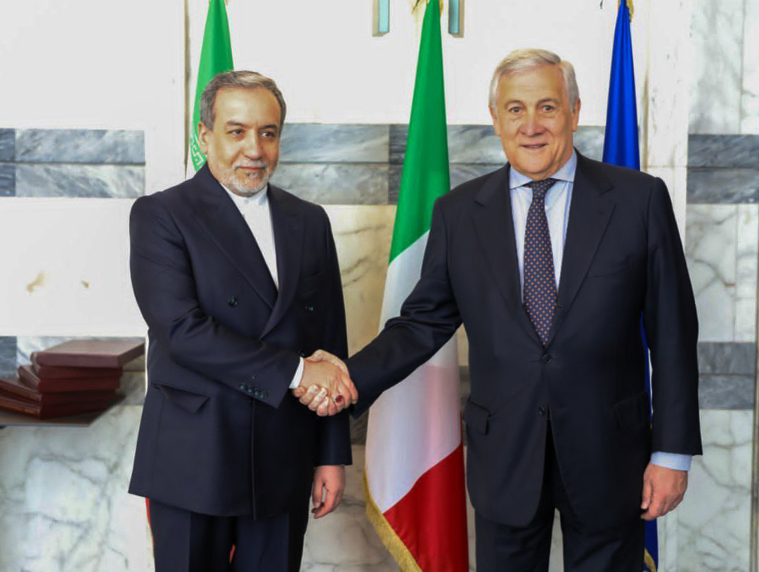 Iranian Deputy Foreign Minister Abbas Araghchi (L) meets with Italian Foreign Minister Antonio Tajani (R) in Rome, Italy on April 19, 2025, (Iranian Ministry of Foreign Affairs / AA Photo)