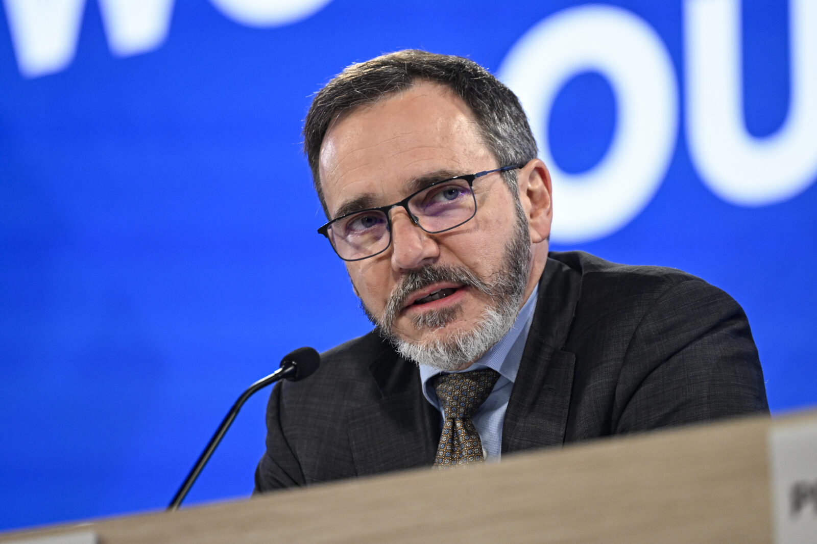French economist Pierre-Olivier Gourinchas makes a statement during the presentation of the World Economic Outlook at the IMF, Washington D.C., U.S., April 22, 2025. (AA Photo)