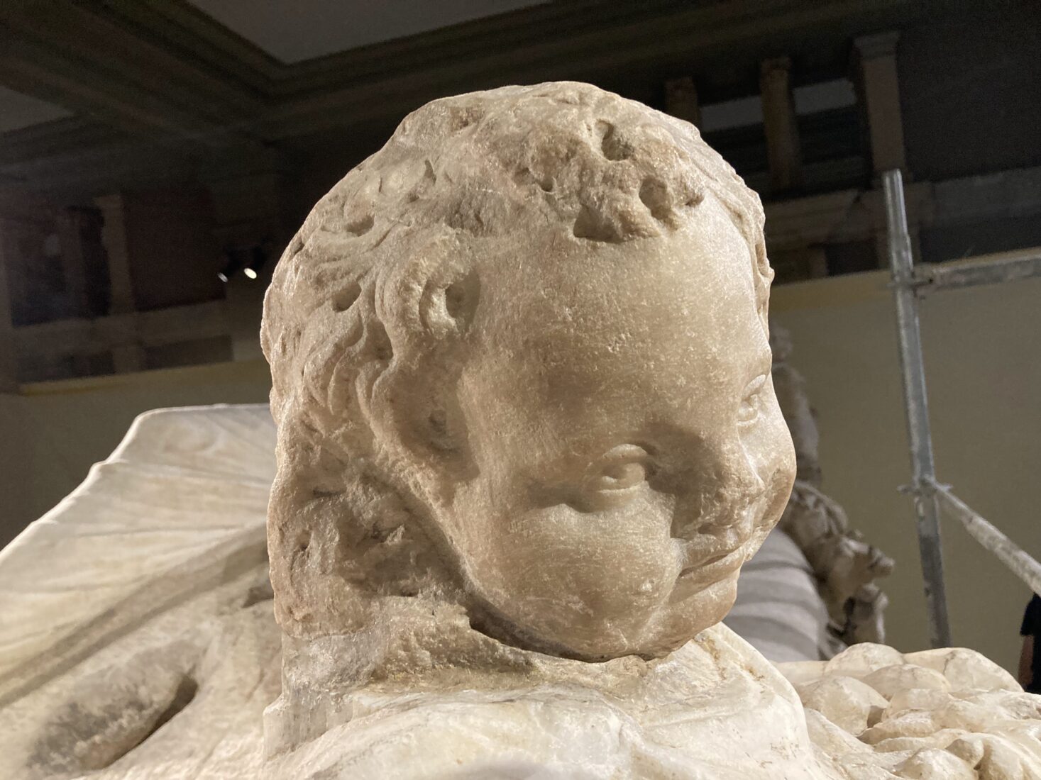 The head of Eros, the missing piece of the Sidamara Sarcophagus discovered 140 years ago in the Sidamara ancient city in Ambar village of Karaman, was returned to Türkiye on June 10, 2023. (AA Photo)