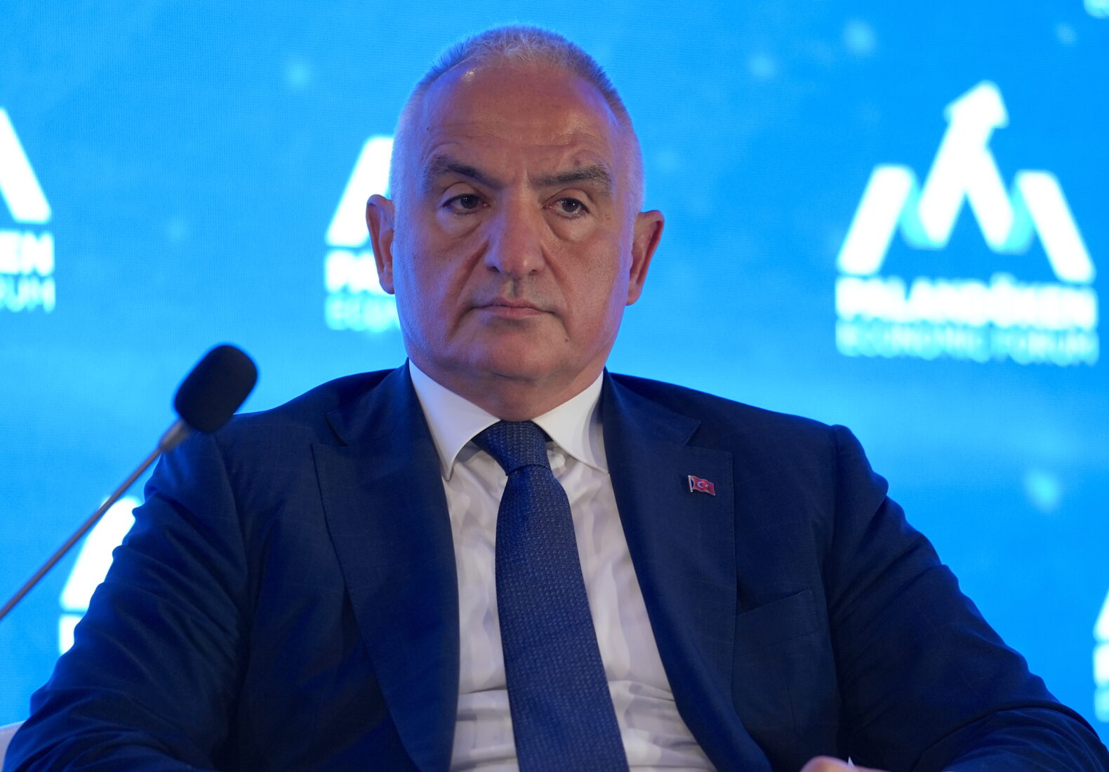 Türkiye's Culture and Tourism Minister Mehmet Nuri Ersoy participates in the Palandoken Economic Forum in Erzurum, Türkiye, on April 26, 2025. (AA Photo)