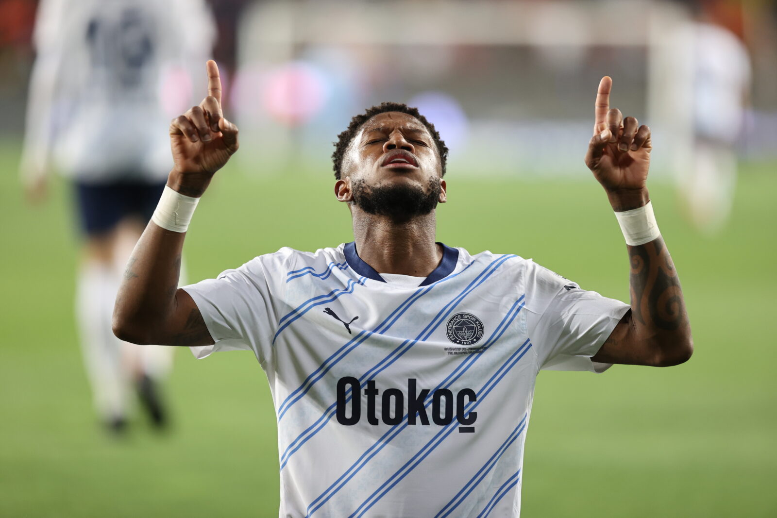 Fred of Fenerbahce celebrates a goal during the Turkish Super Lig Week 33 match between Gaziantep FK and Fenerbahce at Gaziantep Buyuksehir Stadium in Gaziantep, Turkiye on April 26, 2025. (AA Photo)
