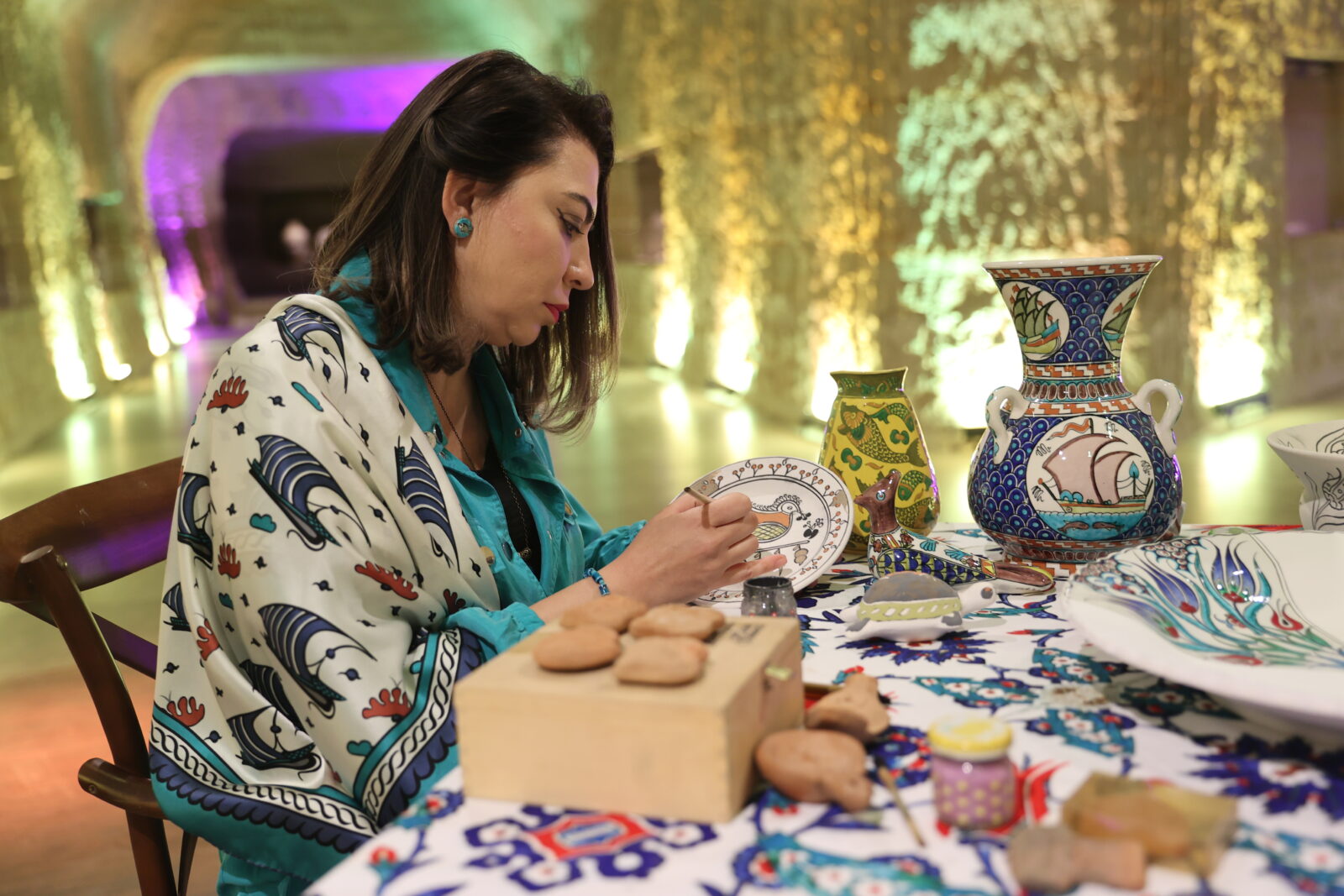 The rich ceramic art of Cappadocia, preserved in the ateliers of Avanos in Nevsehir, Türkiye, is being featured in a shoot for Crea Traveller, one of Japan's leading travel magazines, April 28, 2025. (AA Photo)