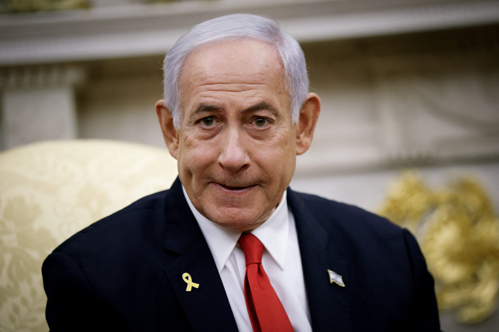 Israeli Prime Minister Benjamin Netanyahu attends a meeting with U.S. President Donald Trump in the Oval Office of the White House in Washington, U.S. on April 7, 2025. (AFP Photo)