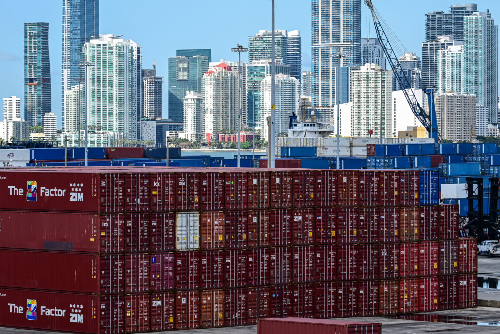 Shipping containers are stacked at the Port of Miami (PortMiami) in Miami, U.S, April 9, 2025. (AFP Photo)