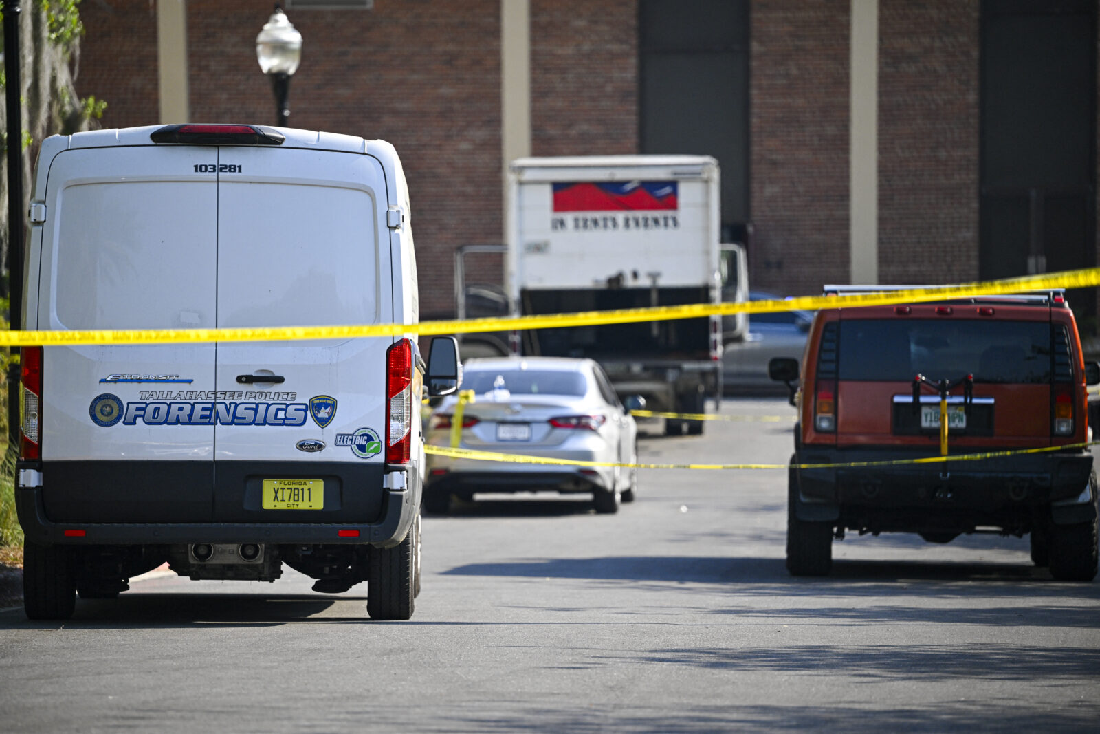 Police tape surrounds the scene of a shooting near the student union at Florida State University in Tallahassee, Florida, U.S. on April 17, 2025. (AFP Photo)