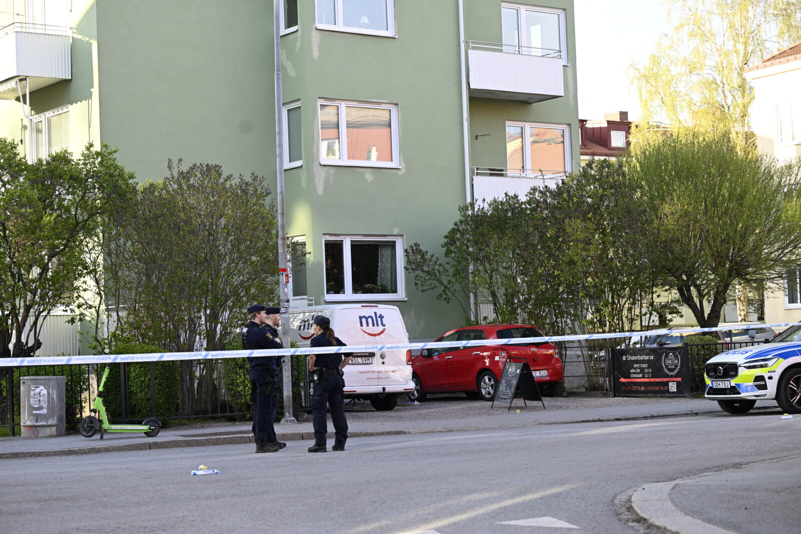 Police officers cordon off the scene after several people were killed in a shooting at Vaksala Square in central Uppsala, Sweden on April 29, 2025. (AFP Photo)