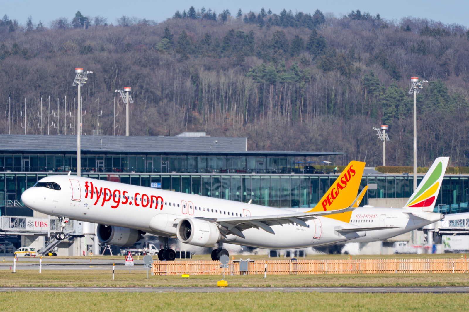 Pegasus Airbus A321neo, registered TC-RBG, takes off from Zurich Kloten Airport in Switzerland on March 4, 2025. (Adobe Stock Photo)