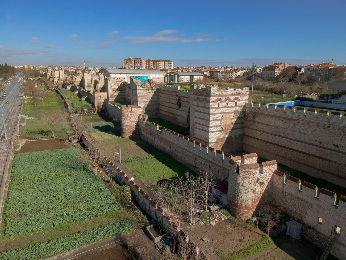 The famous ancient walls of Constantinople (Istanbul), Türkiye. (Adobe Stock Photo)