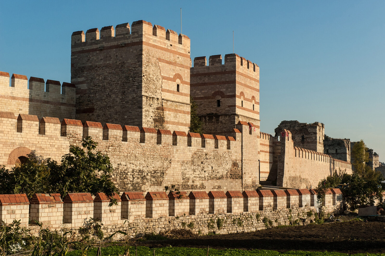 The famous ancient walls of Constantinople (Istanbul), Türkiye. (Adobe Stock Photo)