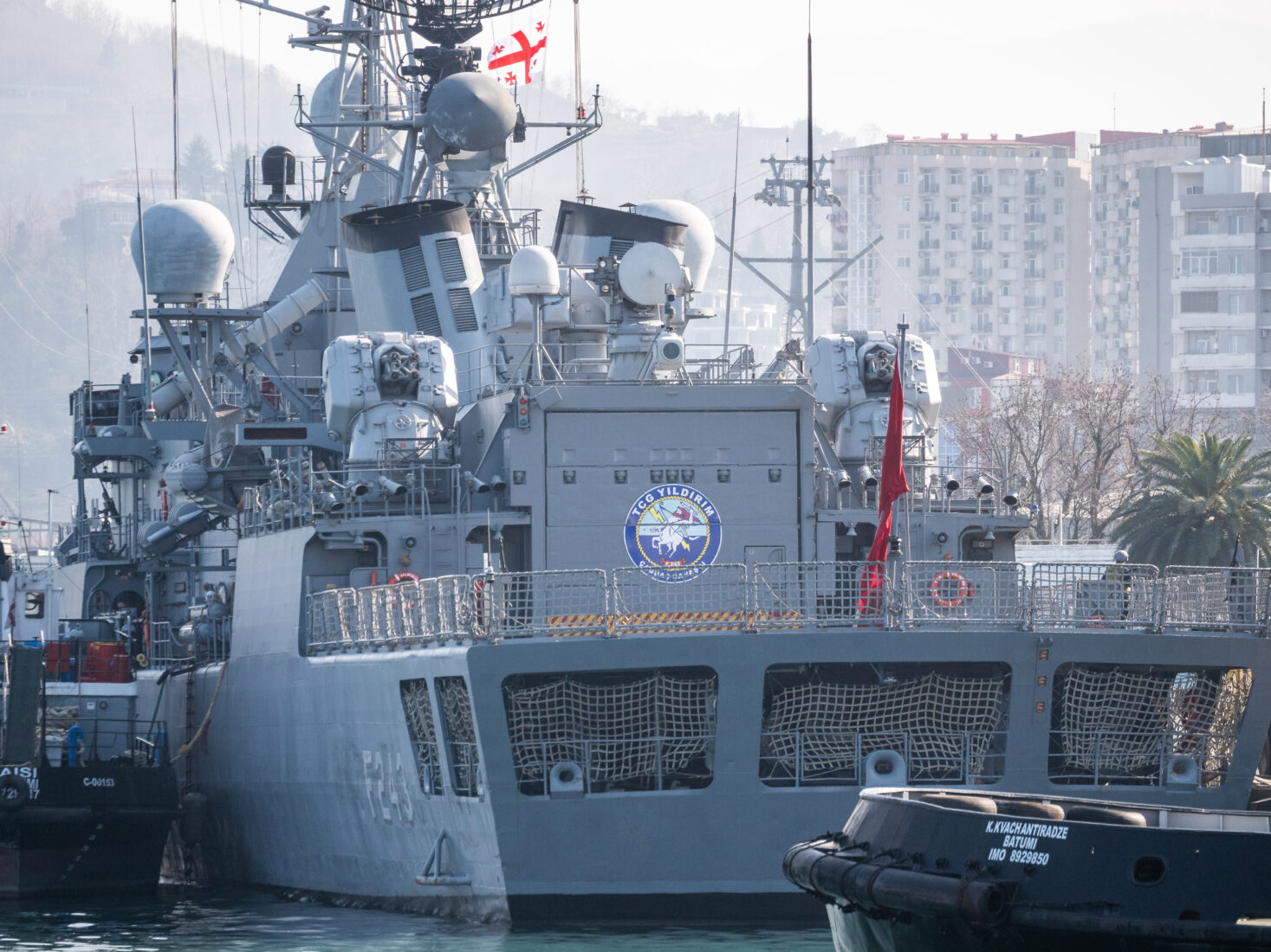 Turkish Navy's TCG Yildirim (F-243) (MEKO 200TN) frigate visits Batumi Port in Batumi, Georgia on 05 March 2024, accessed on April 15, 2025. (Adobe Stock Photo)