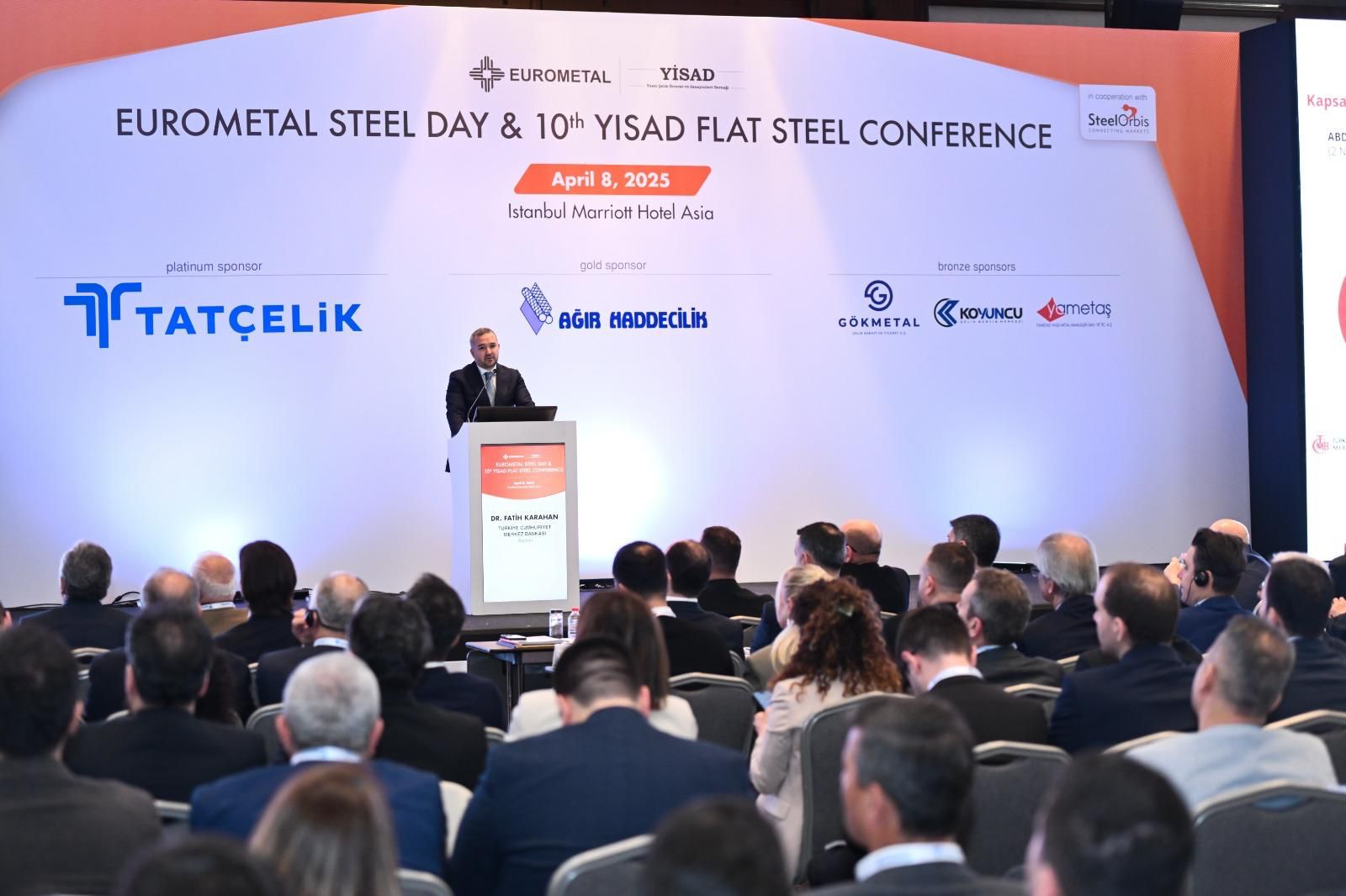 Turkish central bank governor Dr. Fatih Karahan speaks at the EUROMETAL Steel Day and 10th YISAD Flat Steel Conference held in Istanbul, Türkiye, on April 8, 2025. (Photo via X/@SteelOrbis_TR)