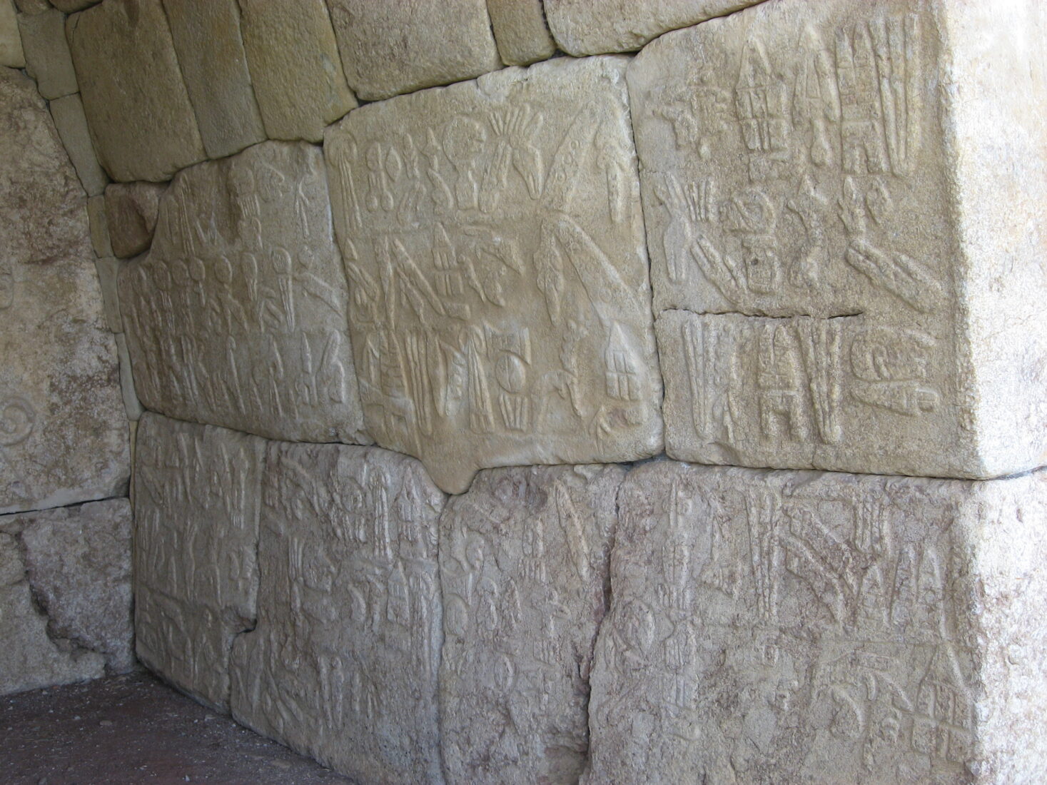 Reliefs and Anatolian hieroglyphs from Chamber 2 at Hattusa, modern-day Corum, Türkiye, built and decorated by Suppiluliuma II, the last king of the Hittites, 2008. (Photo via Museum of Anatolian Civilizations)
