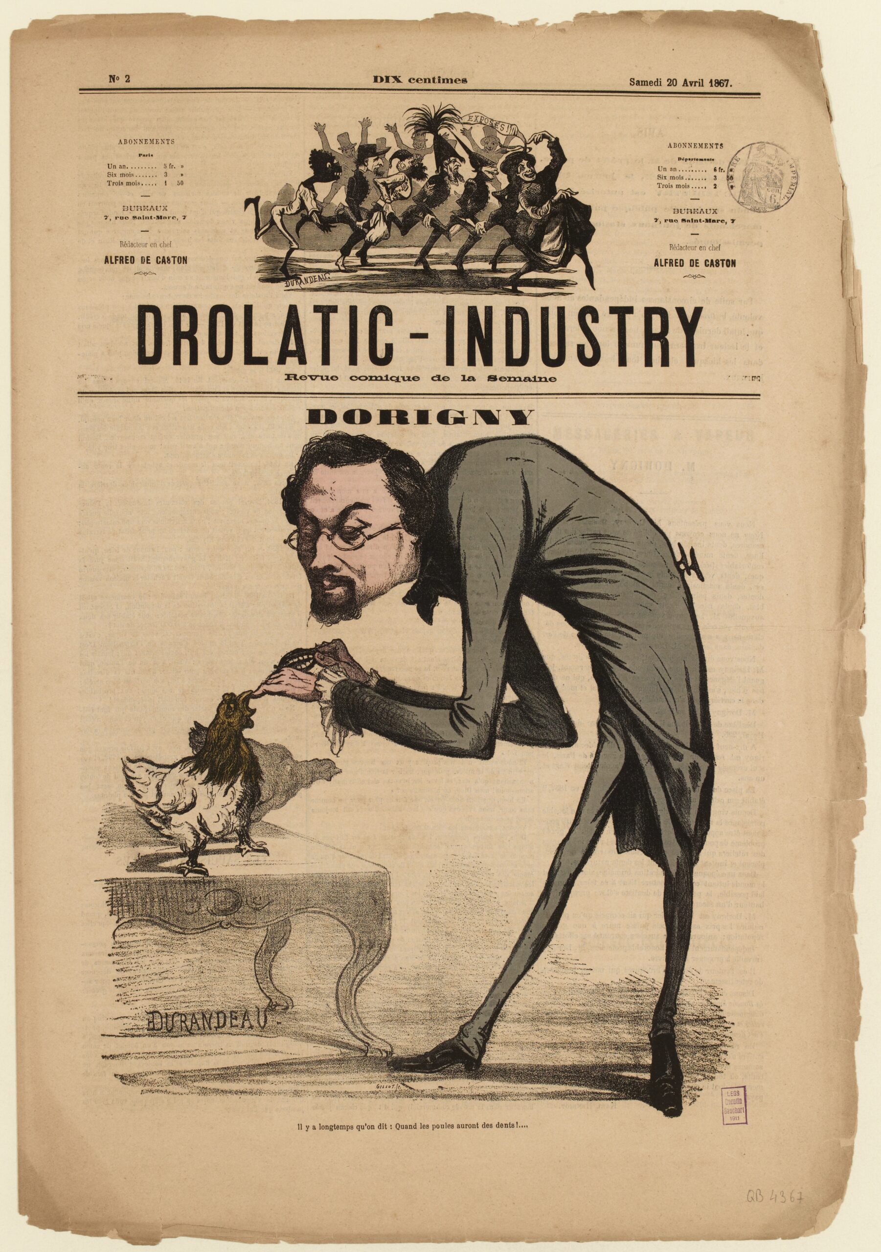 One of Dorigny's descendants says that this illustration depicts his grandfather, Drolatic-Industry (Le Drôlatique), N°2 du April 20, 1867. (Photo via d’Emile Durandeau Musée Carnavalet)