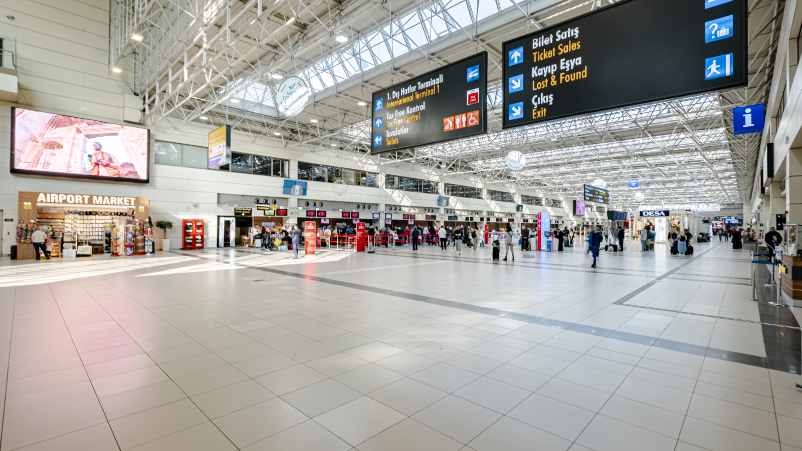Passengers at the check-in area inside the international terminal of Antalya Airport in Türkiye, accessed on April 30, 2025. (Photo via fraport.com)