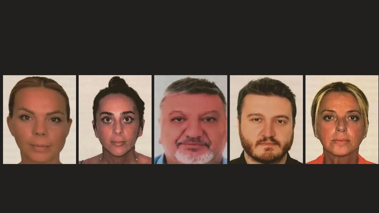 Ahmet Ersin Tumlucali (C), ant other accused Turkish members of collecting sensitive information on Türkiye-based individuals, created on April 10, 2025. (Photo courtesy to OdaTV)  