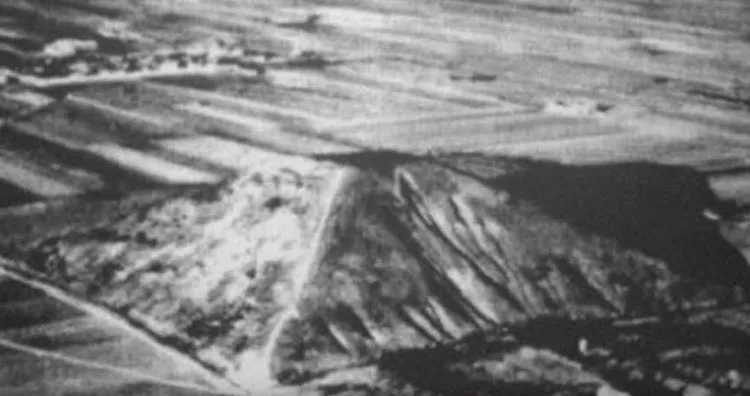 Aerial view of the white pyramid, China, 1947. (Photo via US Air Force)