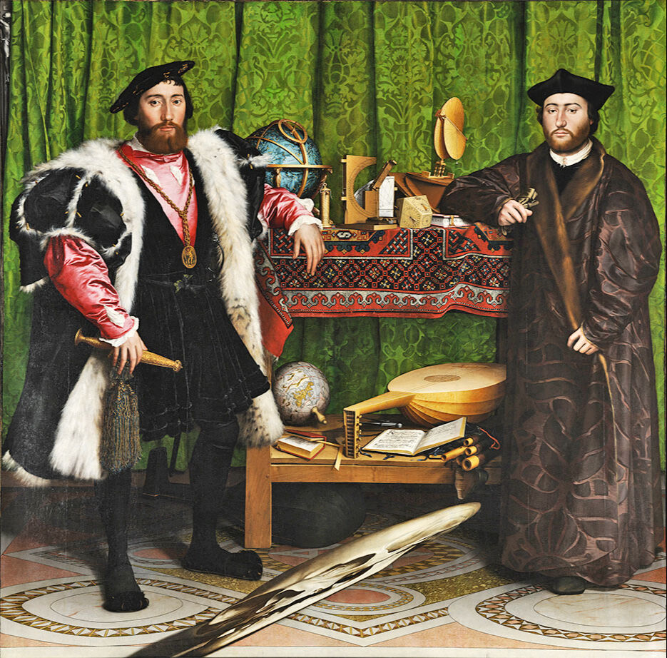 Hans Holbein the Younger, The Ambassadors, 1533, National Gallery, London, U.K. (Photo via Türkiye Daily)