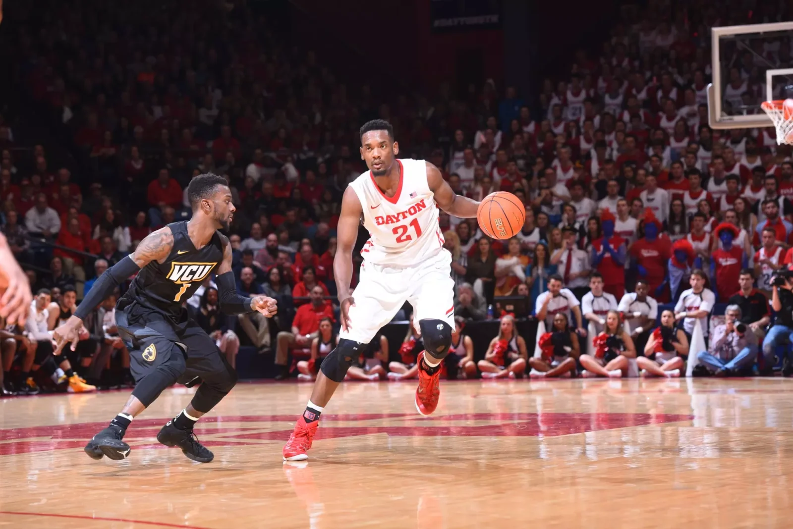 Canadian basketball player Dyshawn Pierre in action during a game for Dayton. (Photo via Dayton Flyers)