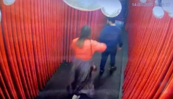 CCTV footage shows the taxi driver going to clubs and restaurants with a Chinese tourist. (Photo ODA TV)
