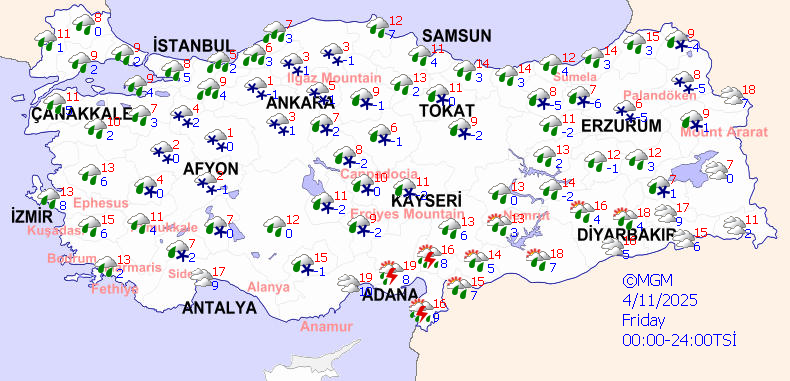 Weather forecast for Friday (April 11) accessed on April 8, 2025. (General Directorate of Meteorology)