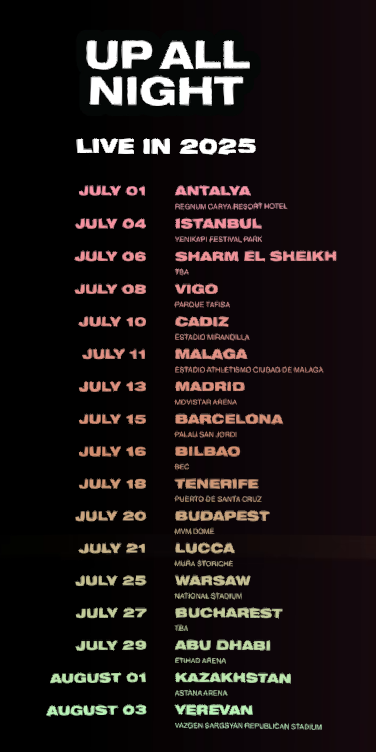 Screenshot shows upcoming event dates for Jennifer Lopez, accessed on April 9, 2025. (Photo via onthejlo.com)