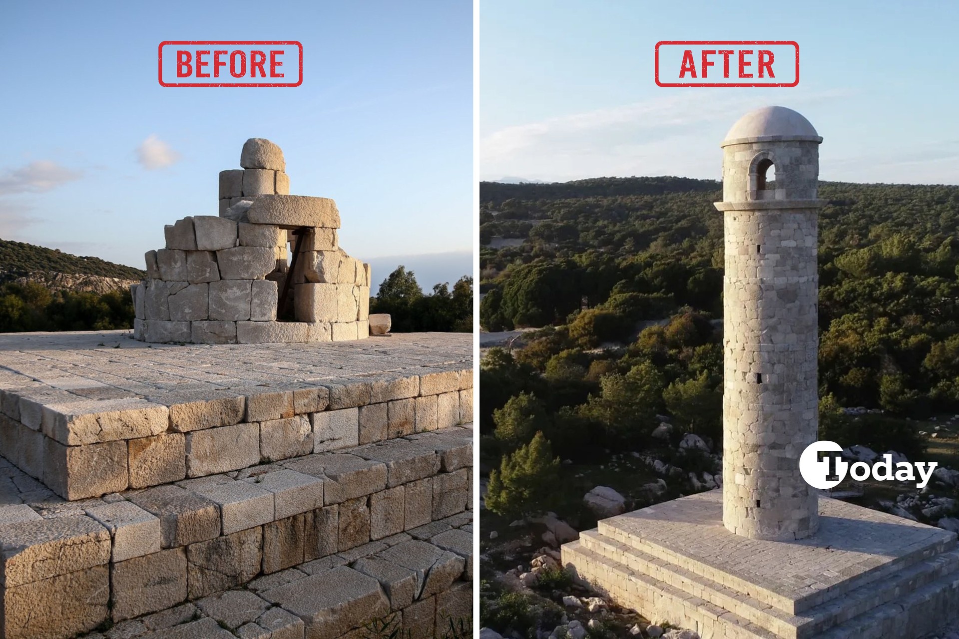 Türkiye's ancient Patara Lighthouse destroyed by tsunami rebuilt after 500 years
