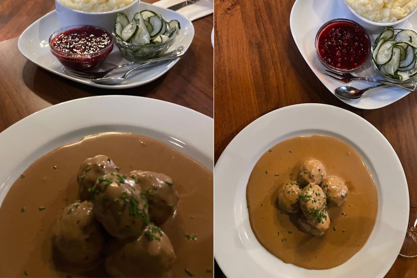 The famous Swedish meatballs are served with a special sauce, mashed potatoes, pickled cucumbers, and lingonberry jam, Malmo, Sweden, Nov. 25, 2024. (Photos via Koray Erdogan/Türkiye Today)