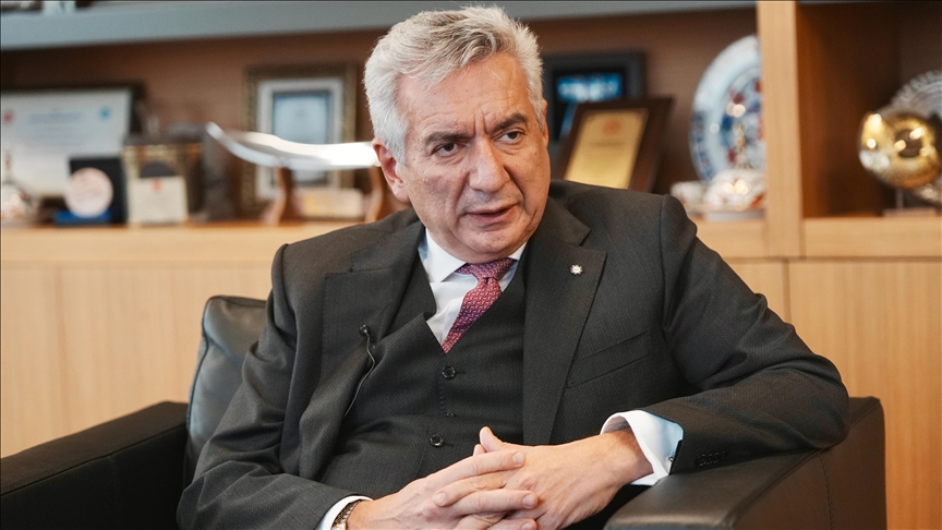 Erdal Bahcivan, Chairman of the Istanbul Chamber of Industry, speaks during an interview in his office in Istanbul, Türkiye, on Dec. 20, 2024. (AA Photo)