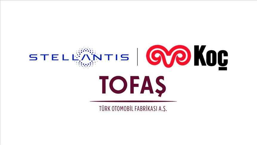 The photo shows the logos of Stellantis, Koc Holding, and Turkish carmaker Tofas side by side, accessed on April 18, 2025. (AA Photo)