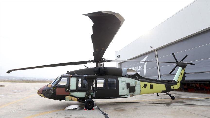 A T70 utility helicopter at Turkish Aerospace Industries (TAI) facilities, photographed by the media on Nov. 28, 2019. (AA Photo)