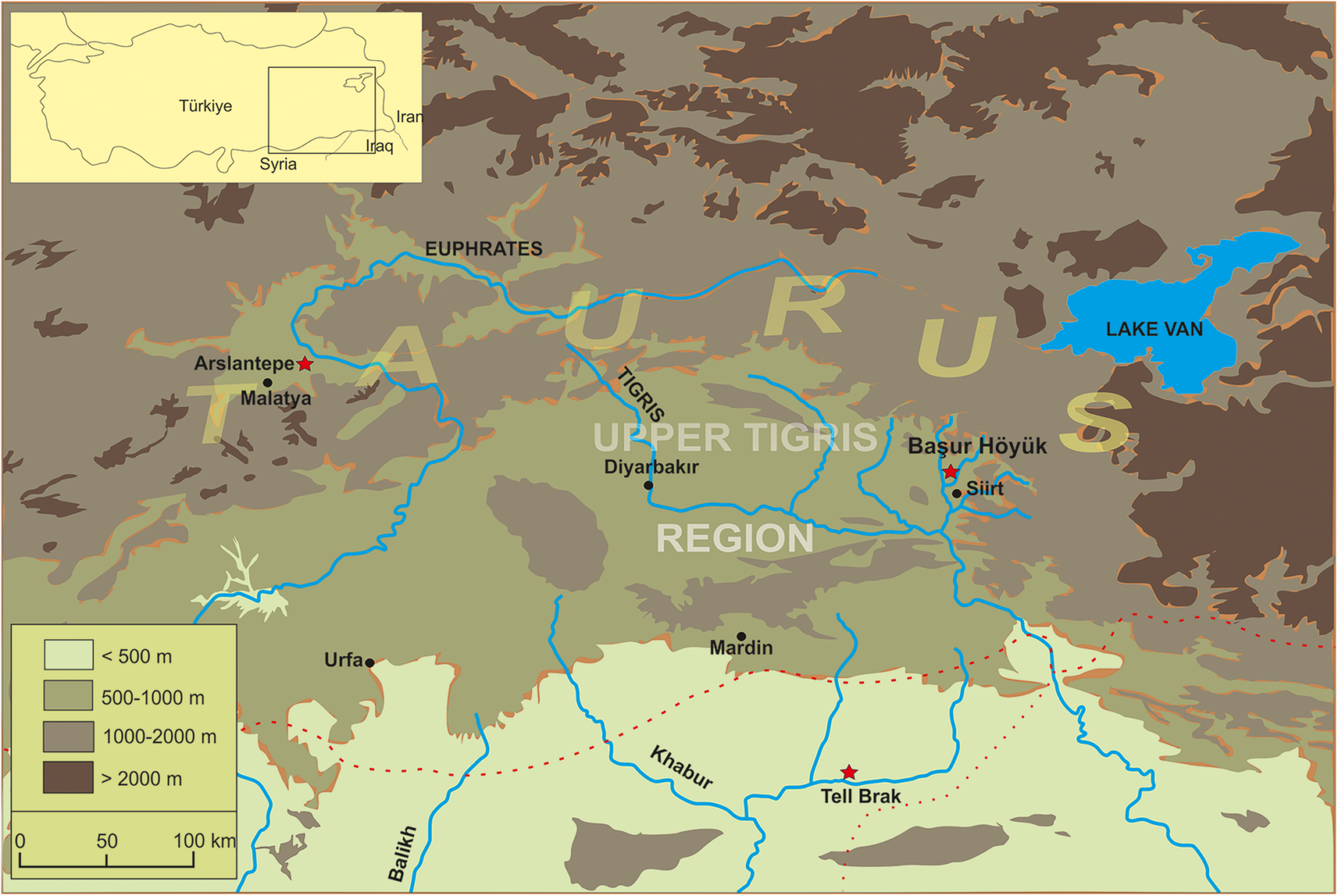 The map pinpoints the location of Basur Hoyuk on the Upper Tigris. (Photo via Basur Hoyuk Research Project; Cambridge Archaeological Journal)