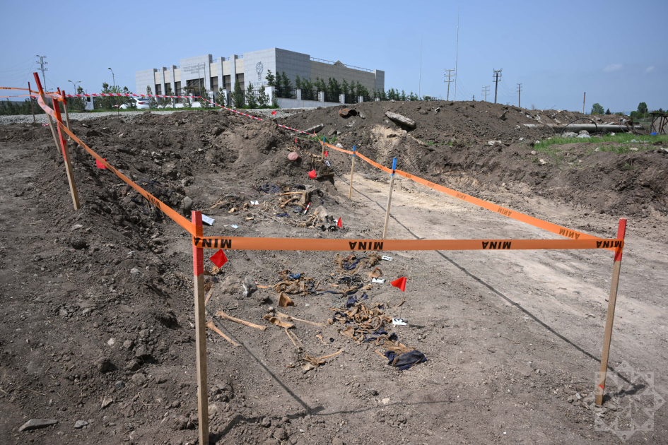 Mass graves containing the remains believed to belong to civilians killed by Armenian forces near the cities of Khojaly and Shusha in Azerbaijan have been discovered on 1 May, 2025. (Azertac / AA Photo)