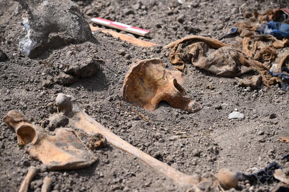 Mass graves containing the remains believed to belong to civilians killed by Armenian forces near the cities of Khojaly and Shusha in Azerbaijan have been discovered on 1 May, 2025. (Azertac / AA Photo)